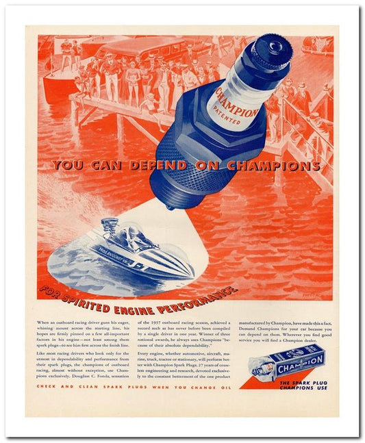 8x10 Vintage Ad 1938 You Can Depend On Champions 02062500024