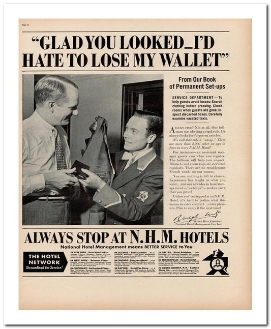 8x10 Vintage Ad 1938 Hate To Lose My Wallet 02062500040