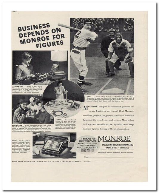 8x10 Vintage Ad 1938 Monroe Occupies Its Dominant Position Be 02062500053