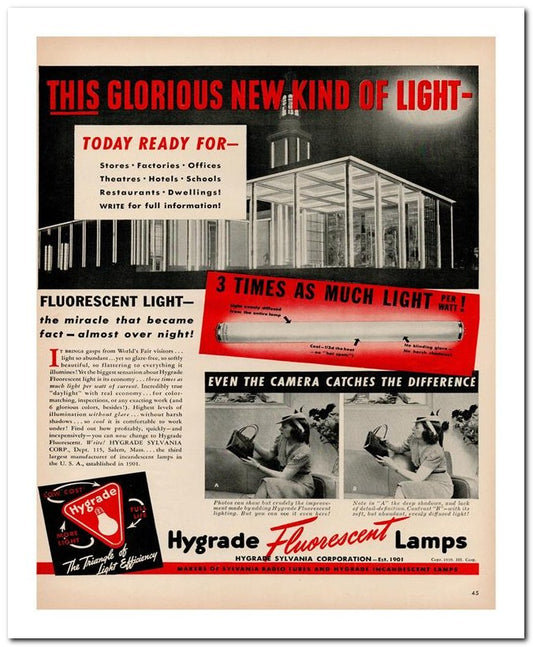 8x10 Vintage Ad 1939 This Glorious New Kind Of Light 02062500062