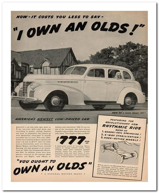 8x10 Vintage Ad 1939 An Olds 02062500068
