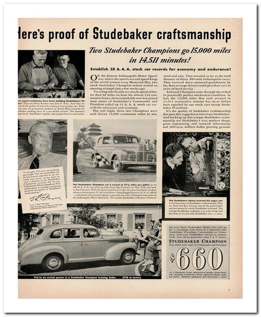 8x10 Vintage Ad 1939 Here's Proof Of Studebaker Craftsmanship 02062500078