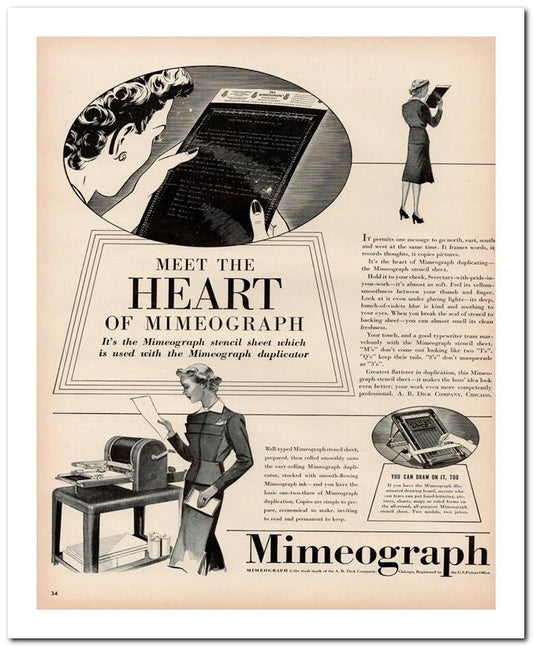 8x10 Vintage Ad 1939 Mimeograph 02062500092