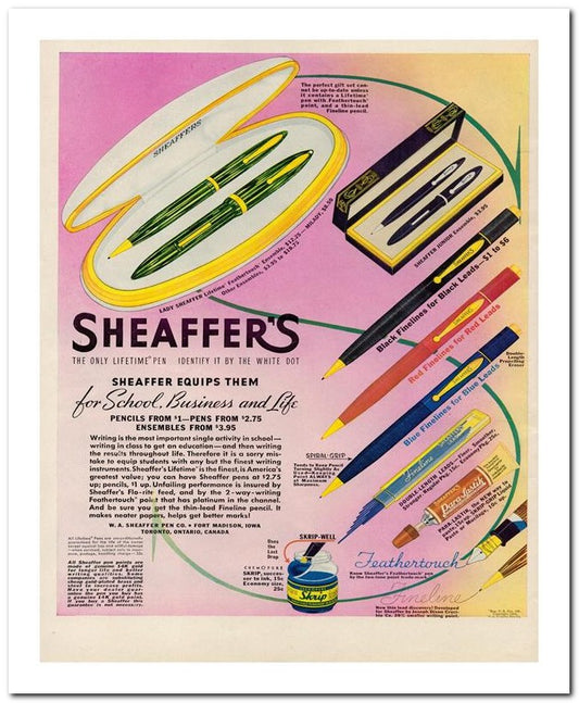 8x10 Vintage Ad 1939 Sheaffer's 02062500095