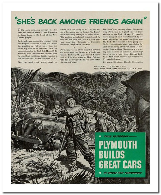 8x10 Vintage Ad 1944 She's Back Among Friends Again 02062500102