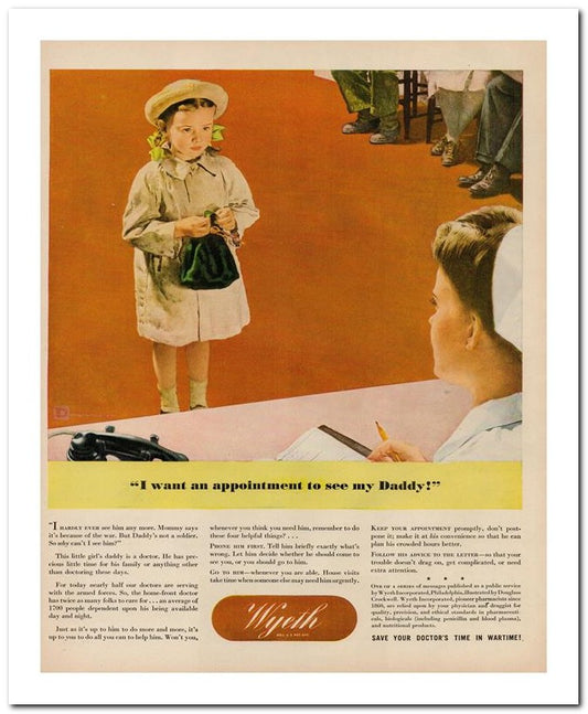 8x10 Vintage Ad 1944 I Want An Appointment To See My Dad Dy 02062500107