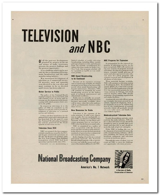 8x10 Vintage Ad 1944 Television 02062500114