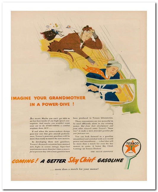 8x10 Vintage Ad 1944 Coming A Better Sky Chief Gasoline 02062500135