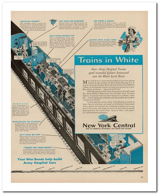 8x10 Vintage Ad 1944 Trains In White 02062500136
