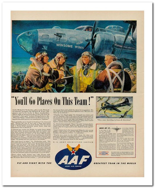 8x10 Vintage Ad 1944 You Ll Go Places On This Team 02062500141