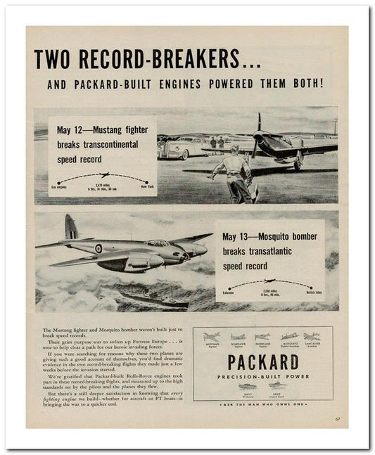 8x10 Vintage Ad 1944 Two Record Breakers 02062500142