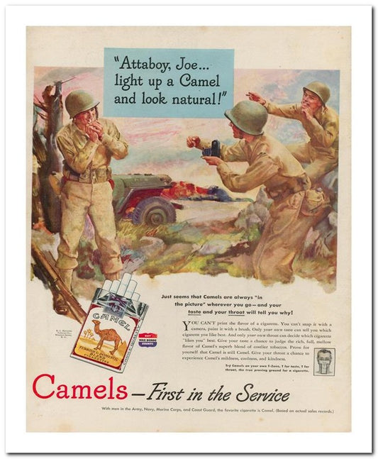 8x10 Vintage Ad 1944 Camels First 02062500148