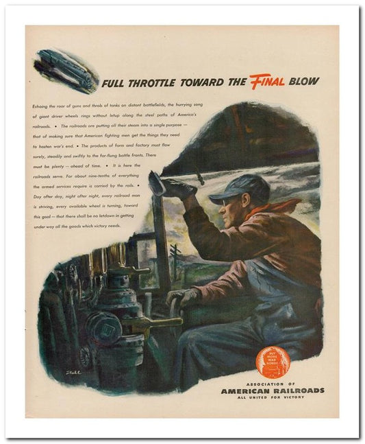 8x10 Vintage Ad 1944 Full Throttle Toward The Final Blow 02062500155