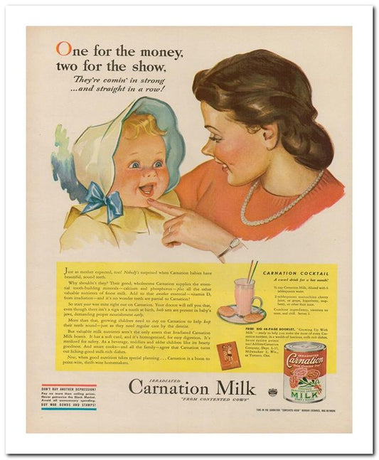 8x10 Vintage Ad 1944 Carnation Milk 02062500166