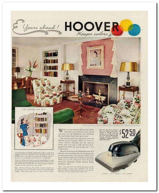 8x10 Vintage Ad 1939 Years Ahead Hoover 02062500167