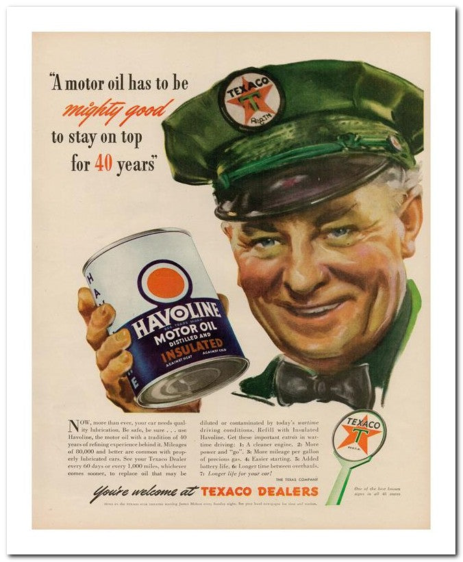 8x10 Vintage Ad 1944 You Re Welcome At Texaco Dealers 02062500192