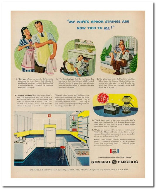 8x10 Vintage Ad 1944 My Wife's Apron Strings Are 02062500196
