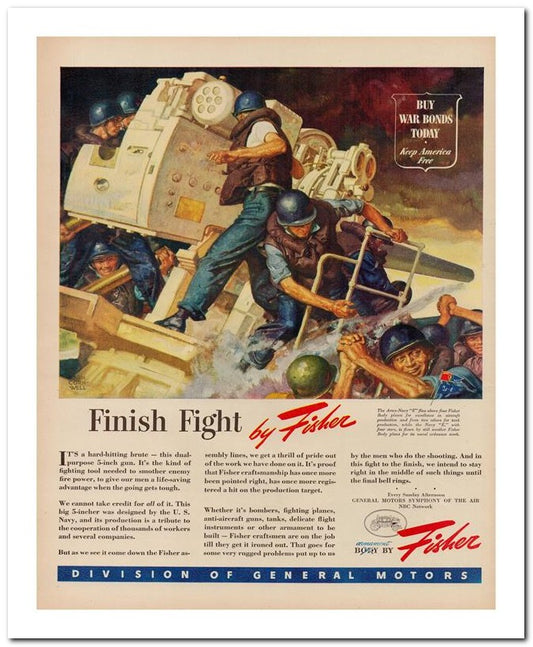 8x10 Vintage Ad 1944 Finish Fight By Fisher 02062500197