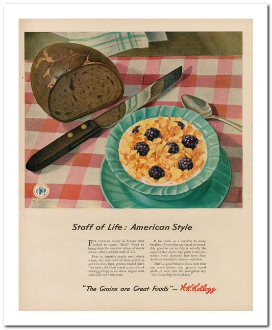 8x10 Vintage Ad 1944 The Grains Are Great Foods V K Kellogg 02062500210