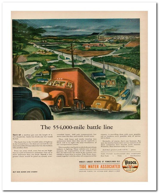 8x10 Vintage Ad 1944 The 554 000 Mile Battle Line 02062500221