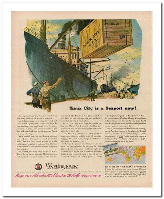 8x10 Vintage Ad 1944 Keep Our Merchant Marine To Help Keep Peace 02062500223