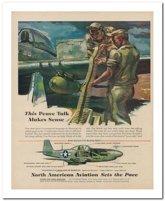 8x10 Vintage Ad 1944 North American Aviation Sets The Pace 02062500240