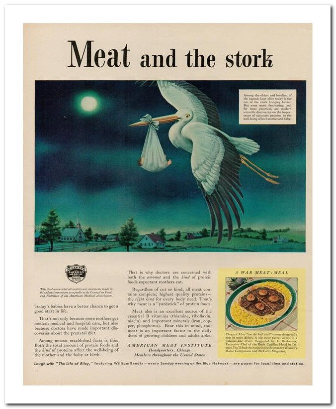 8x10 Vintage Ad 1944 Meat And 02062500267