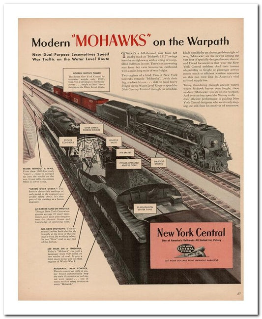 8x10 Vintage Ad 1944 Modern Mohawks On The Warpath 02062500281