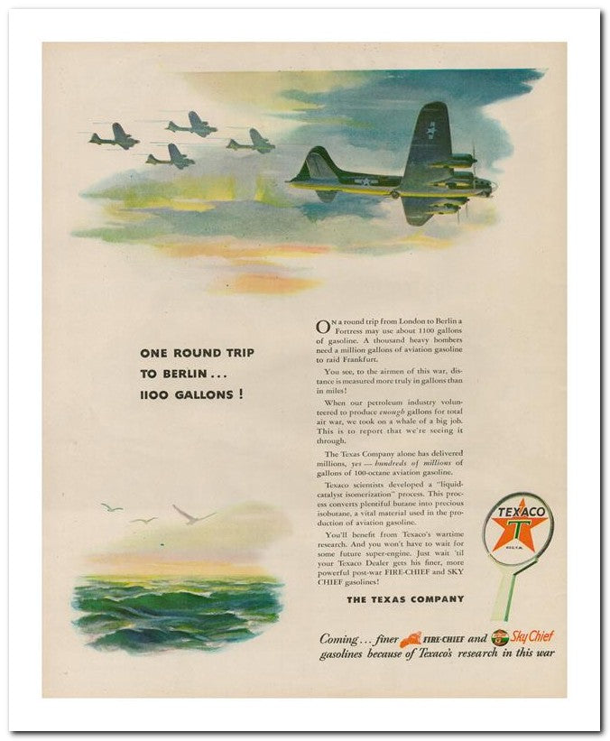 8x10 Vintage Ad 1944 Gasolines Because Of Texaco's Research In T 02062500289