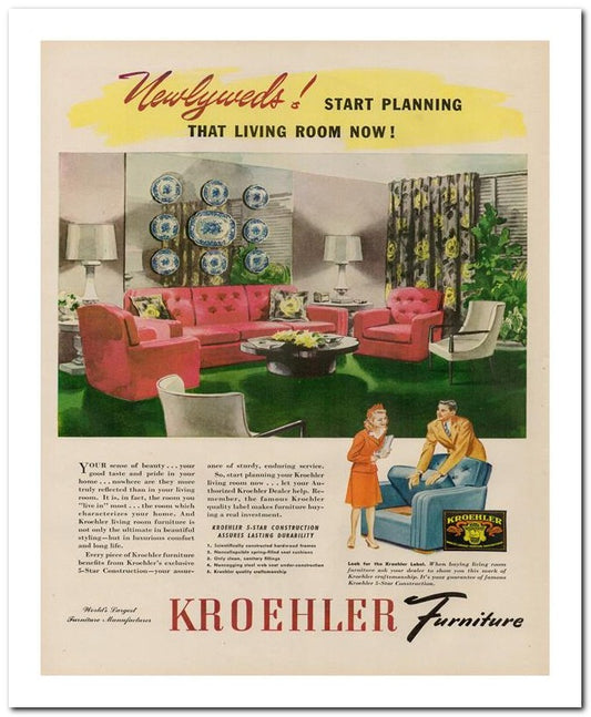 8x10 Vintage Ad 1944 Kroehler Furniture 02062500290