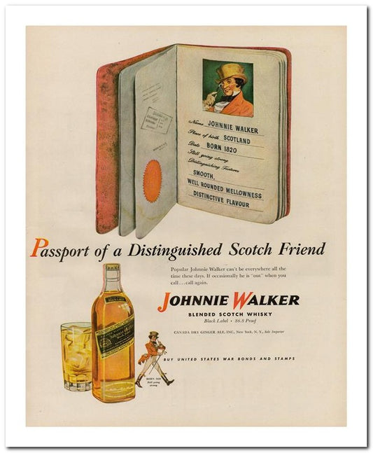 8x10 Vintage Ad 1944 Passport Of A Distinguished Scotch 02062500291