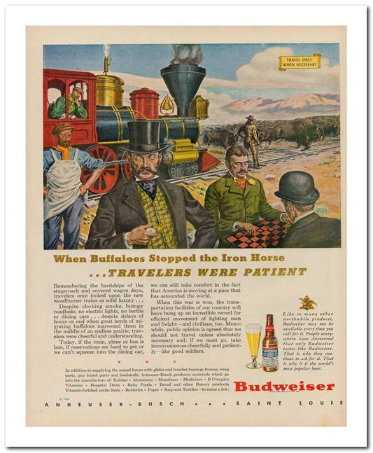 8x10 Vintage Ad 1944 When Buffaloes Stopped The Iron Horse 02062500301