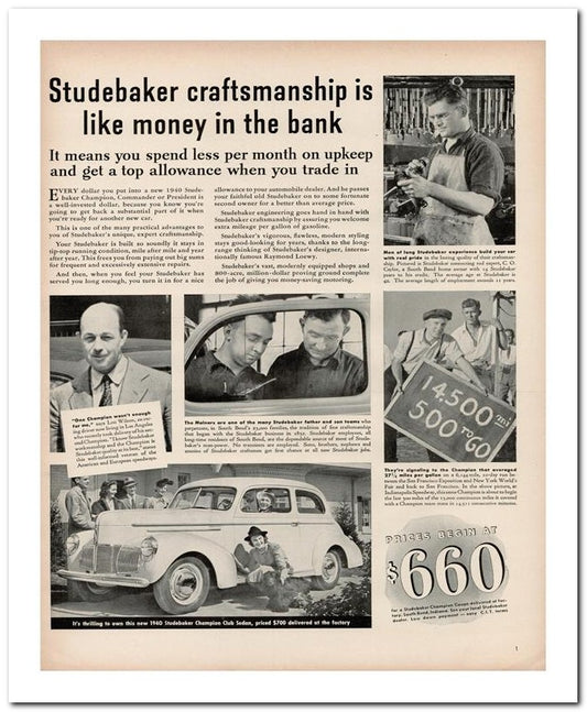 8x10 Vintage Ad 1939 Studebaker Craftsmanship 02062500354