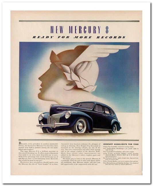 8x10 Vintage Ad 1939 New Mercury 8 02062500398