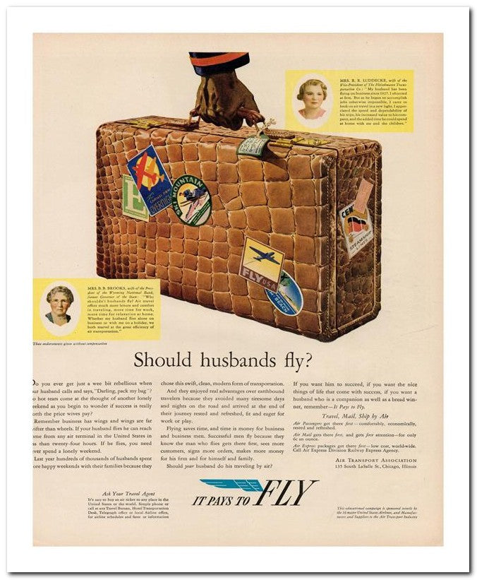 8x10 Vintage Ad 1939 Should Husbands Fly 02062500442
