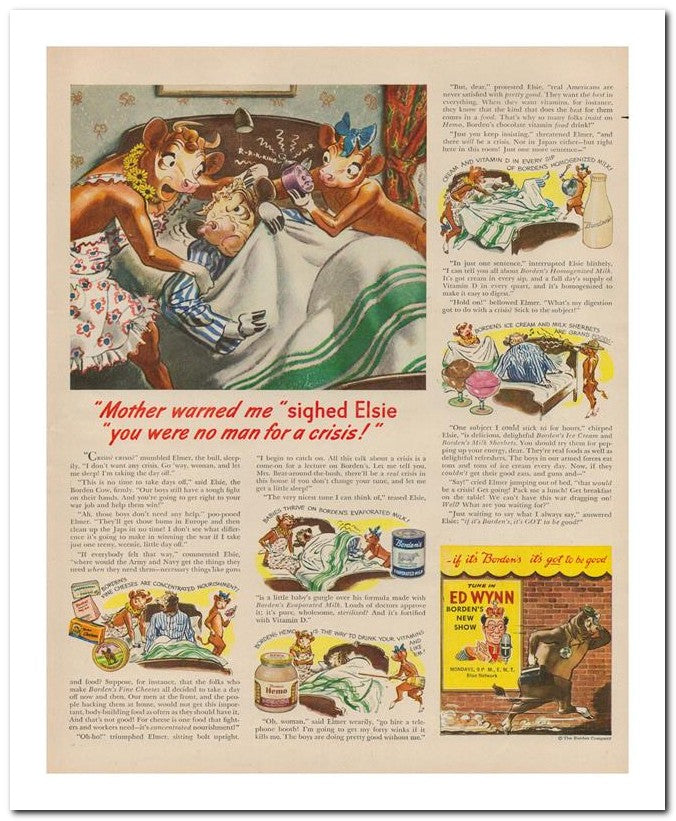8x10 Vintage Ad 1945 Mother Warned Me Sighed Elsie 02062500492