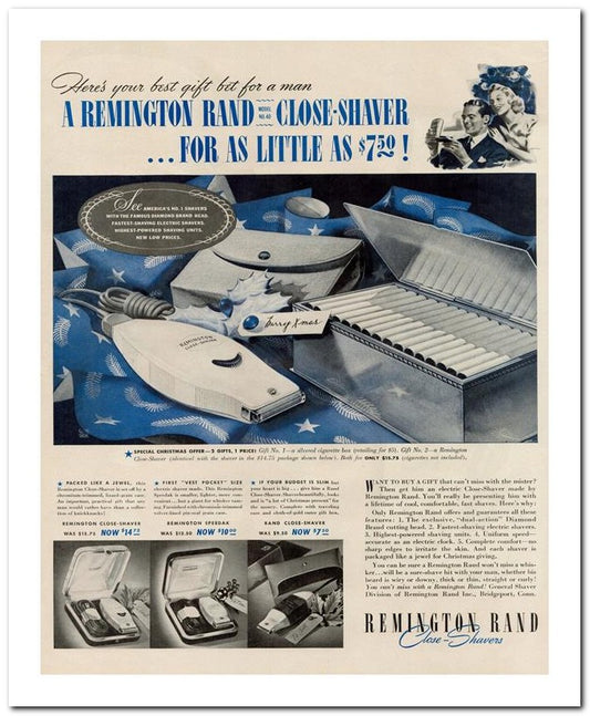 8x10 Vintage Ad 1939 A Remington Rand Close Shaver 02062500574