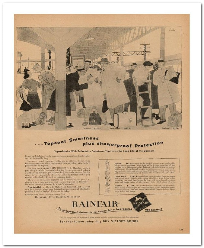 8x10 Vintage Ad 1945 Plus Showerproof Protection 02062500581