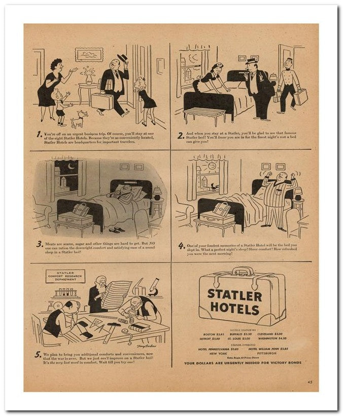 8x10 Vintage Ad 1945 4 One Of Your Fondest Memories Of A Statler 02062500592