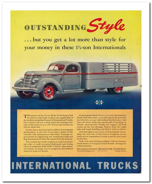 8x10 Vintage Ad 1939 International Trucks 02062500717