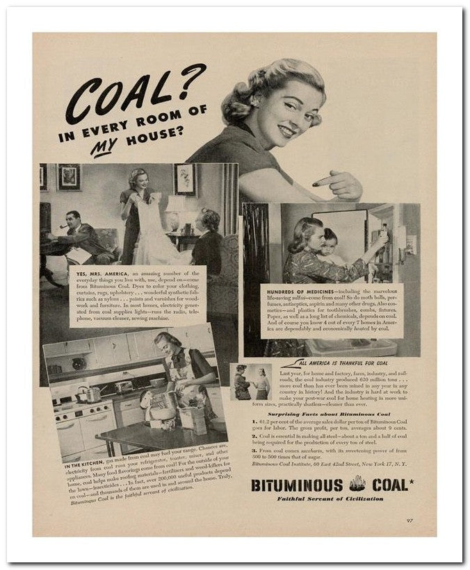 8x10 Vintage Ad 1945 Coal 02062500723