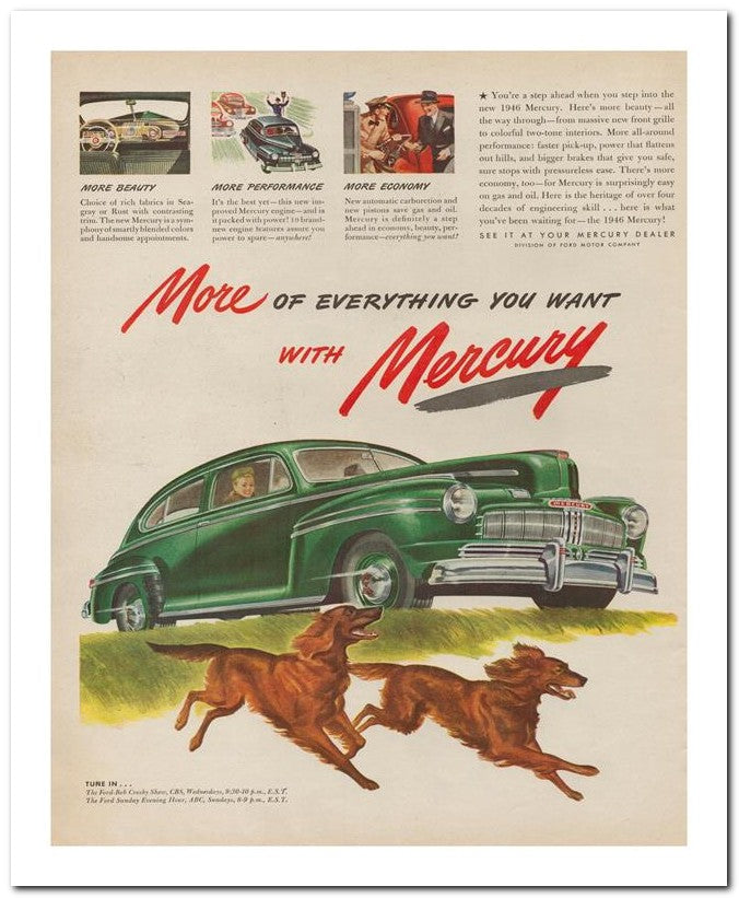 8x10 Vintage Ad 1946 Mercury 02062500786