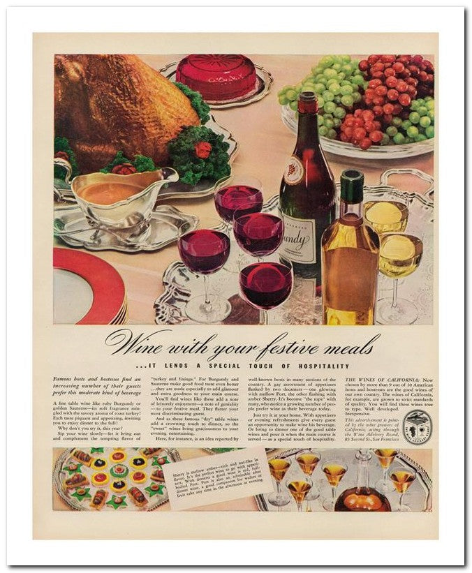 8x10 Vintage Ad 1939 Wine With Your Festive 02062500970