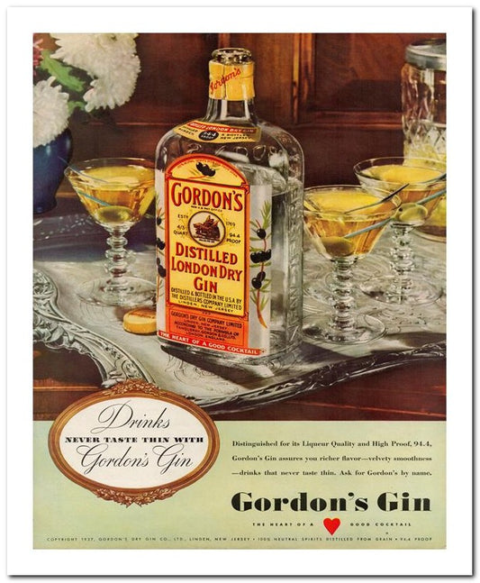 8x10 Vintage Ad 1939 Gordon's Gin 02062500992