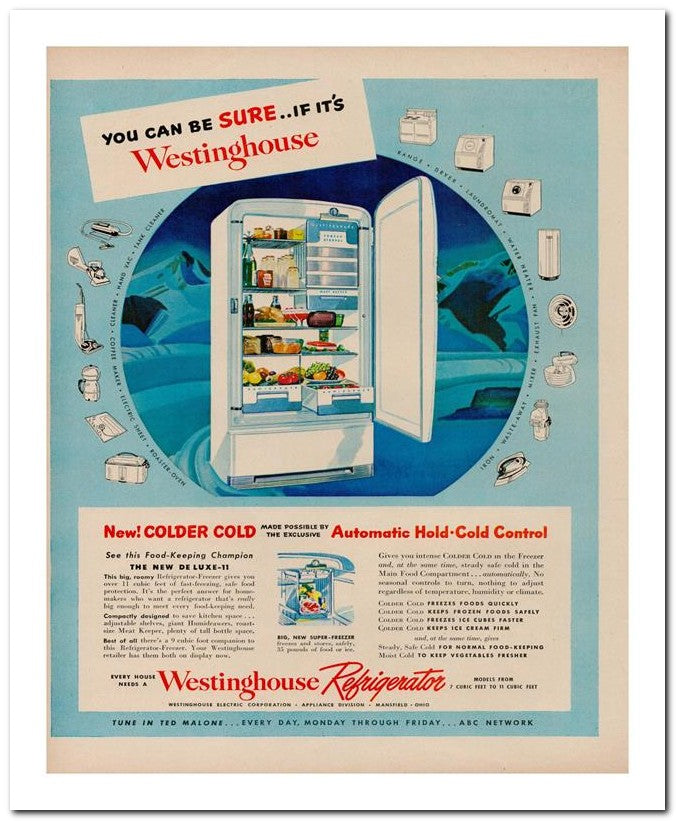 8x10 Vintage Ad 1949 Westinghouse Refrigerator 02062501078