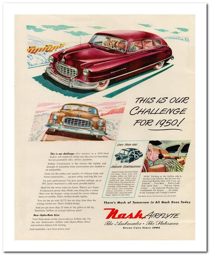8x10 Vintage Ad 1949 Nash Airflyte 02062501114