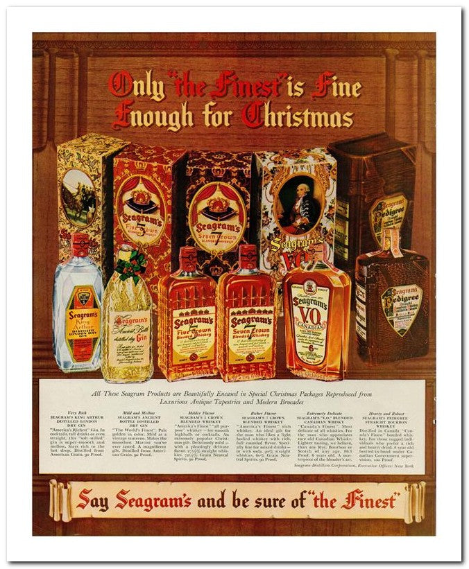 8x10 Vintage Ad 1939 Say Seagram's And Be Sure Of The Finest 02062501179