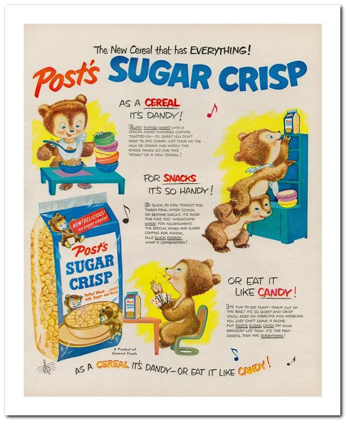 8x10 Vintage Ad 1950 Post's Crisp 02062501192