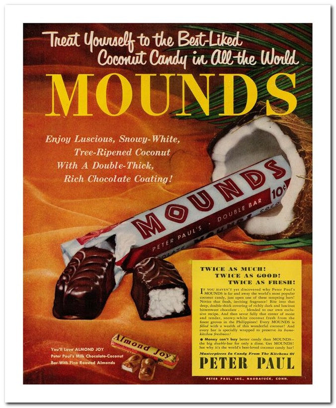 8x10 Vintage Ad 1950 Mounds 02062501203