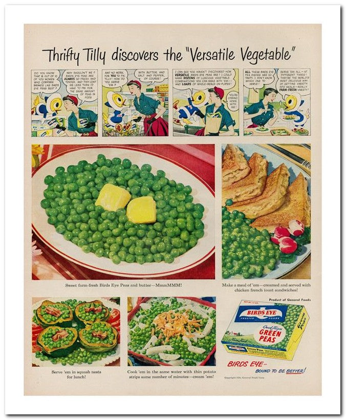 8x10 Vintage Ad 1950 Thrifty Tilly Discovers The Versatile Veget 02062501220